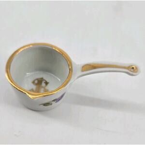 Vtg Miniature Lassere Restaurant Paris Advertising Porcelain Sauce Pot Gold Trim